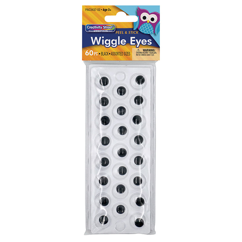#53042 PEEL & STICK WIGGLE EYES ON SHEETS BLACK