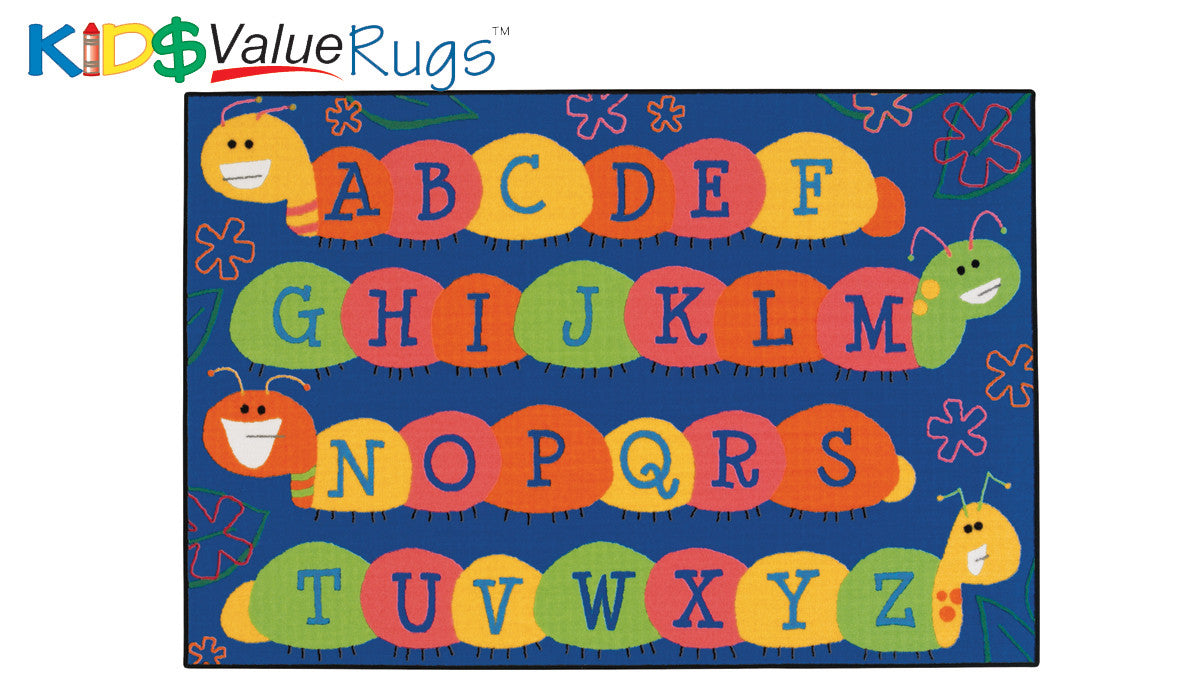 #11901 Caterpillar Friends Blue Rug, 3' x 4'6" Rectangle