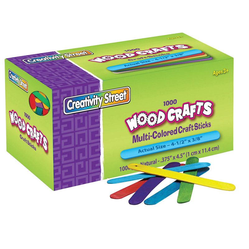 #53078 CRAFT STICKS BRIGHT HUES 1000/PK 4 1/2 X 3/8