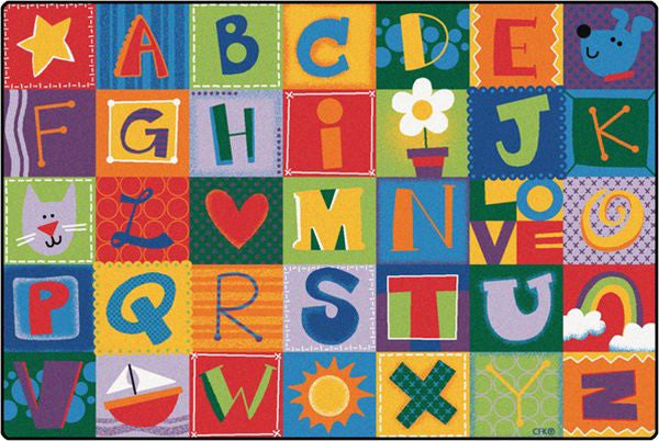 #11964 KIDSoft Toddler Alphabet Blocks - Primary, 6' x 9' Rectangle Rug