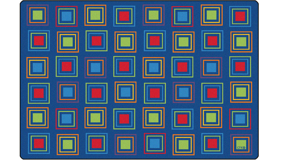 #12011 Primary Squares Seating Rug, 8' x 12' Rectangle