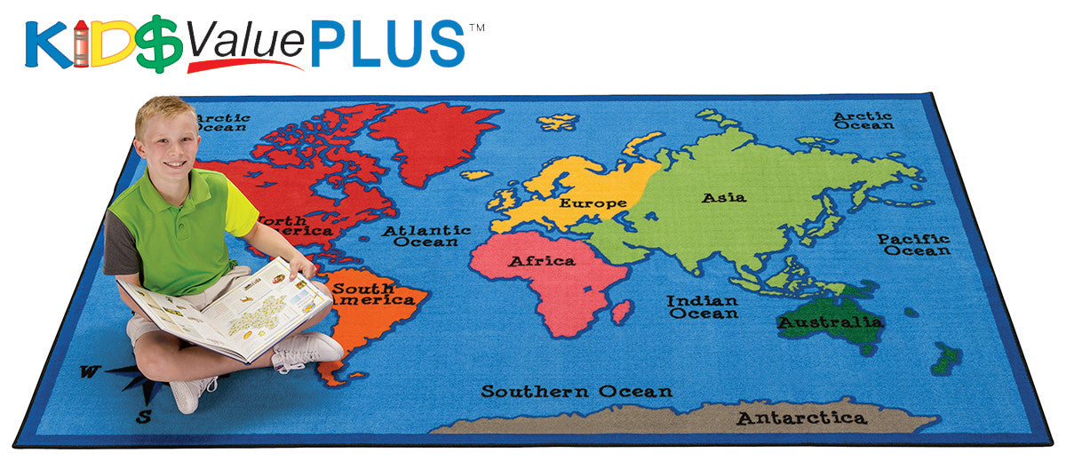 #12629 World Map, 8' x 12' Rectangle Rug