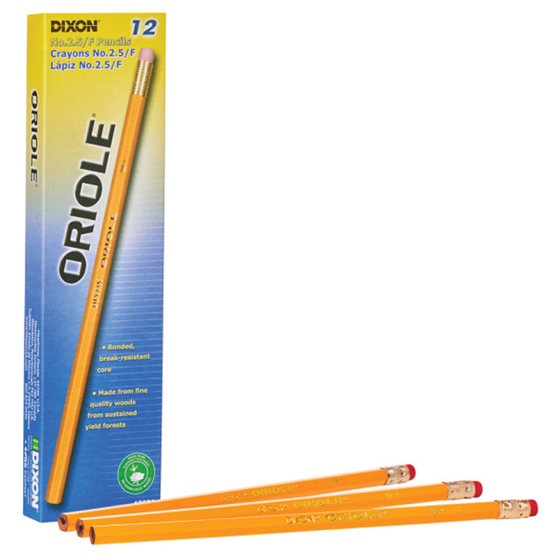 #54021 ORIOLE PENCILS NO 2.5 UNSHARP 12BX MEDIUM YELLOW