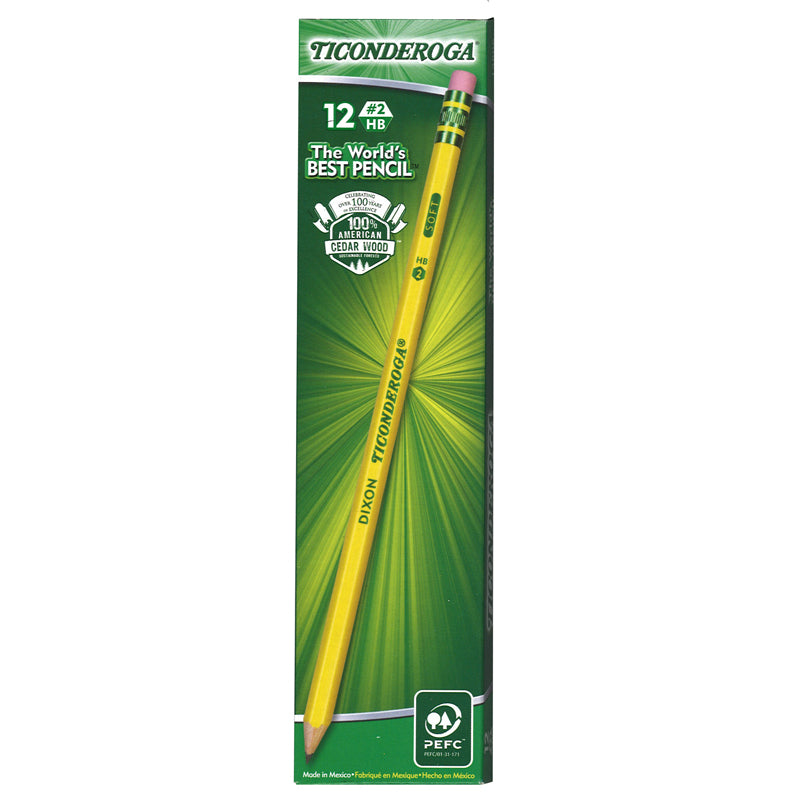 #14875 DIXON TICONDEROGA NO 2 PENCILS PRE SHARPENED 1 DOZEN