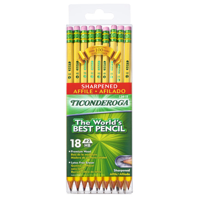 #54022 PENCILS SOFT YELLOW PRESHARP 18PK TICONDEROGA
