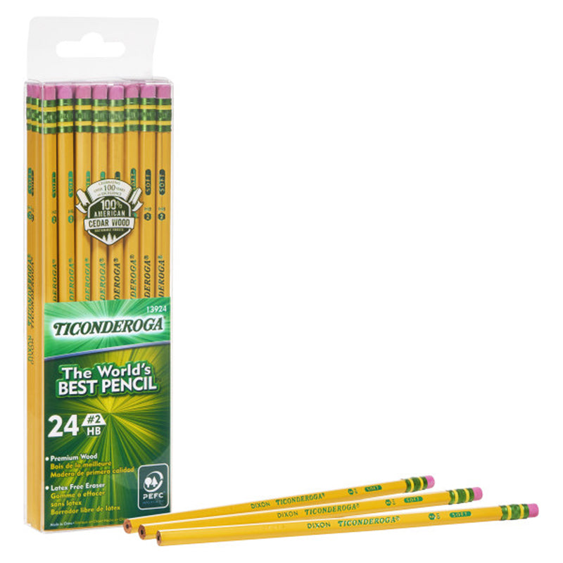 #54028 PENCILS NO 2 SOFT YELLOW PACK OF 24 TICONDEROGA UNSHARPENED