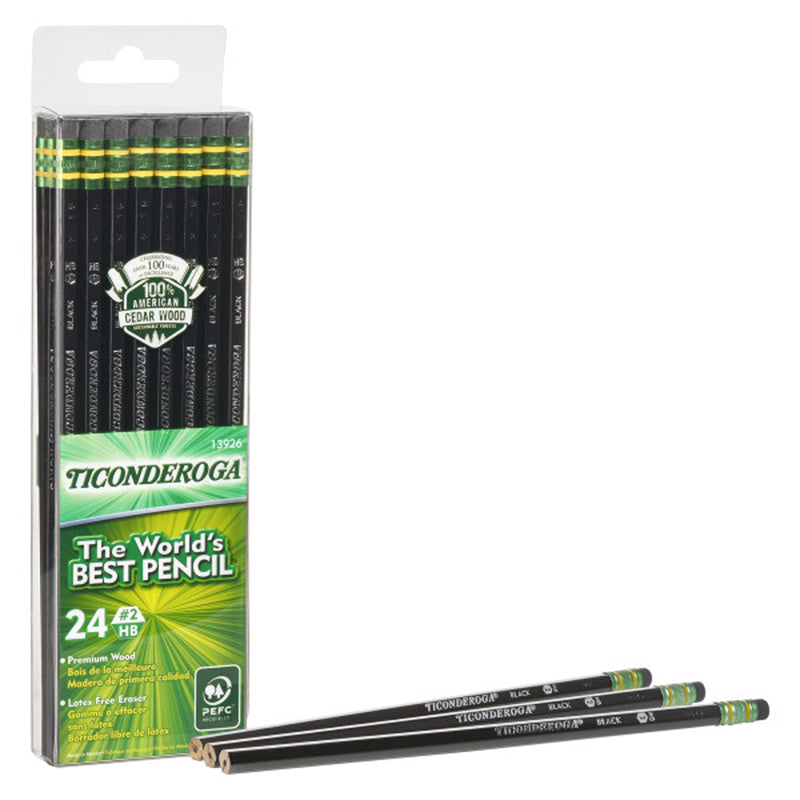 #54029 PENCILS NO 2 SOFT BLACK PACK OF 24 TICONDEROGA UNSHARPENED