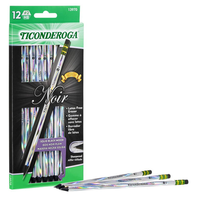 #54030 NOIR PENCILS NO 2 SOFT PACK OF 12 TICONDEROGA PRESHARPENED