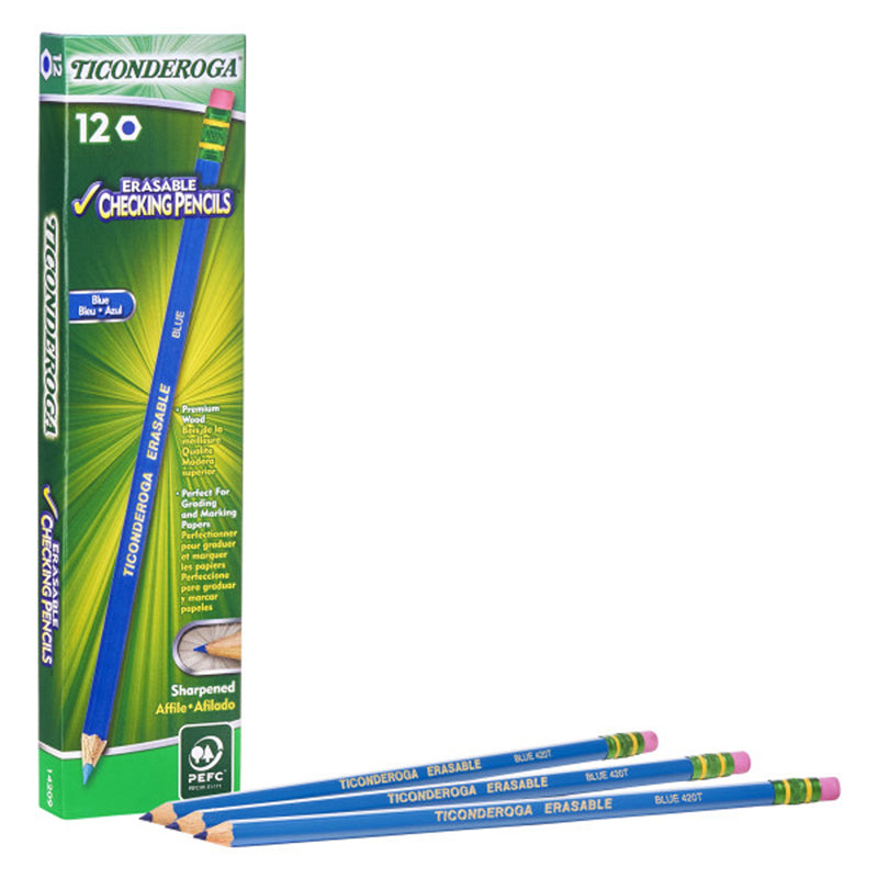 #54032 ERASABLE COLORED PENCILS BLUE TICONDEROGA
