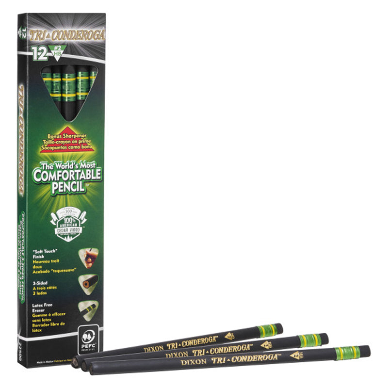 #54054 TRI-CONDEROGA 3-SIDED PENCILS 12/PK W/SHARPENER