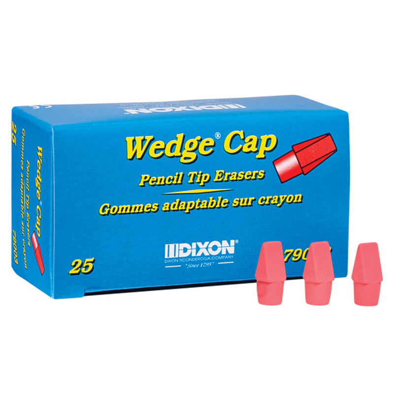 #54110 WEDGE PENCIL CAP ERASERS PINK 25PK