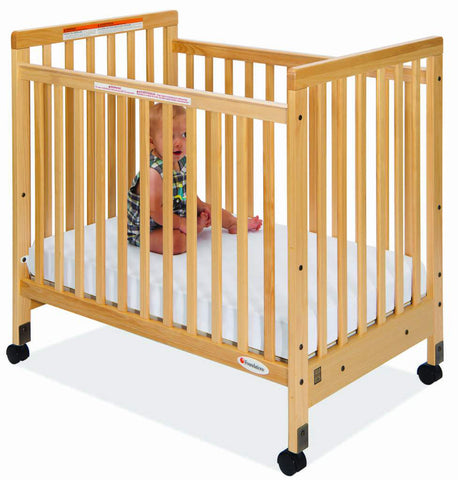 #18520 Compact Fixed-Side, Slatted Natural Crib  39.13 x 26.25 x 38