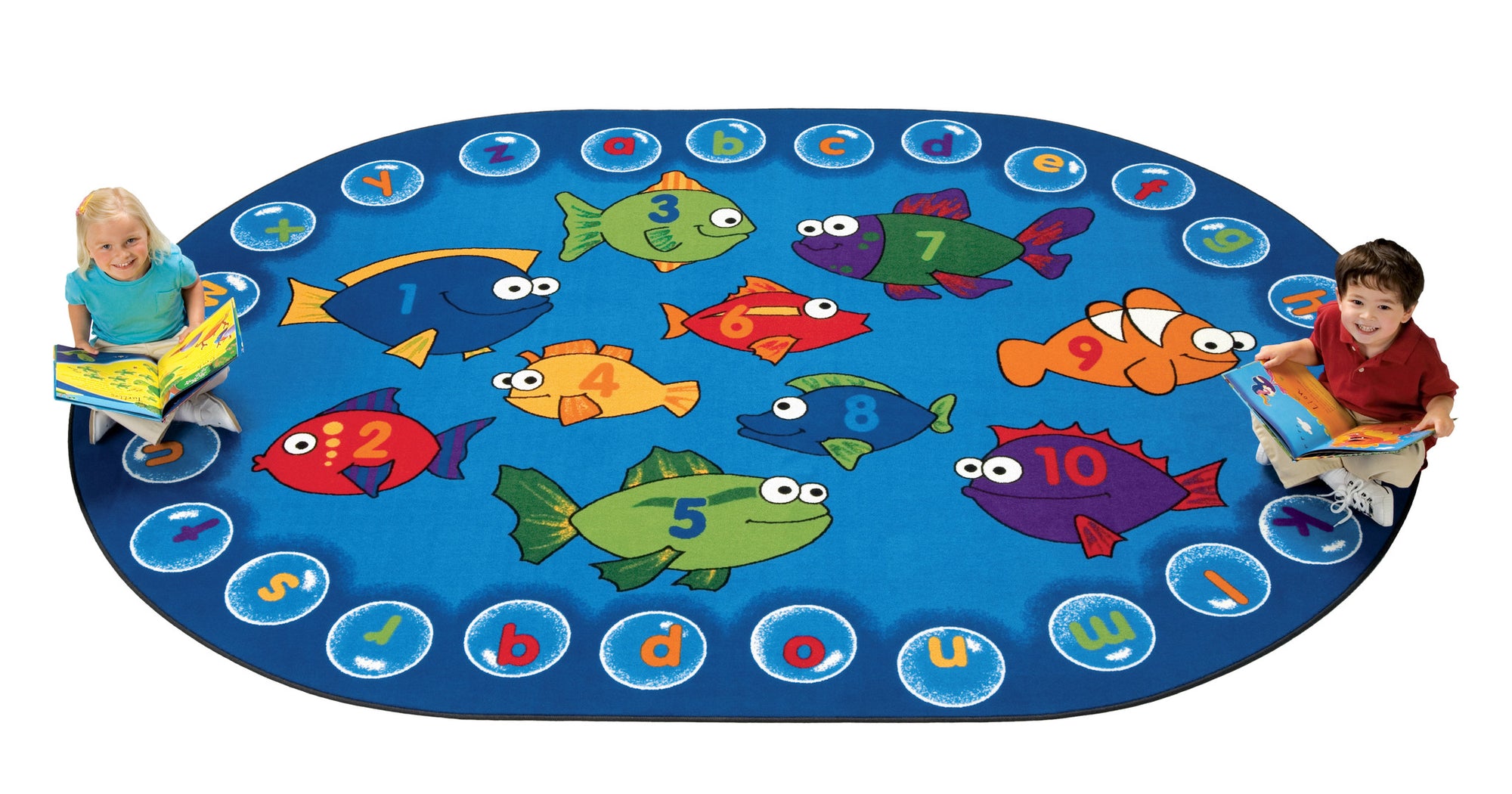 #12369 Fishing for Literacy, 3'10'' x 5'5'' Oval Rug