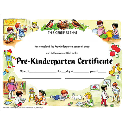 #20017 CERTIFICATE PRE-K SET/30 8.5 X 11