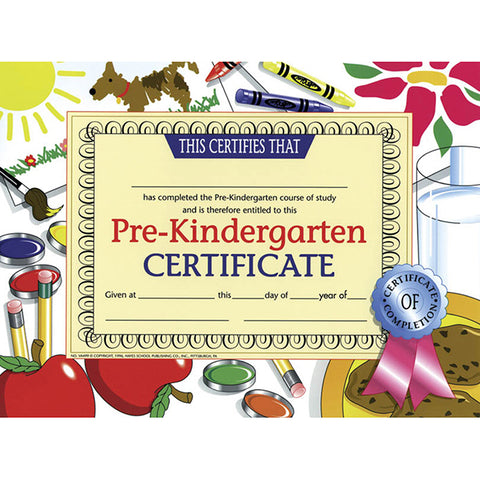 #20041 CERTIFICATES PRE-KINDERGARTEN 30/PK 8.5 X 11