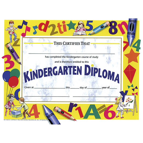 #20044 DIPLOMAS KINDERGARTEN 30/PK 8.5X11 YELLOW