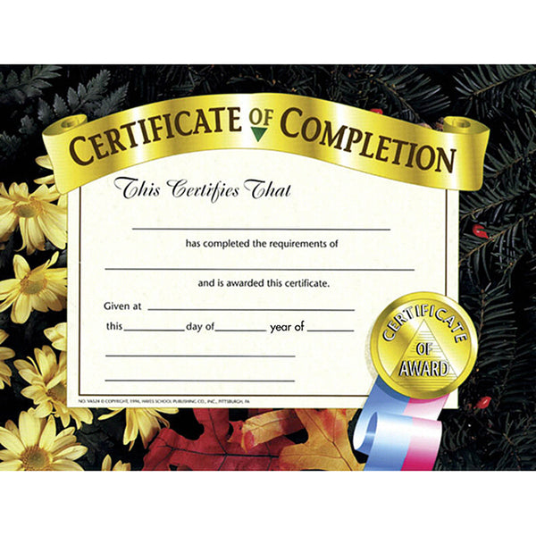 #20057 CERTIFICATES OF COMPLETION 30 PK 8.5 X 11