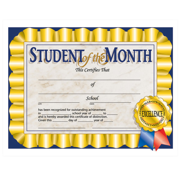 #20060 STUDENT OF THE MONTH 30/PK 8.5 X 11 CERTIFICATES