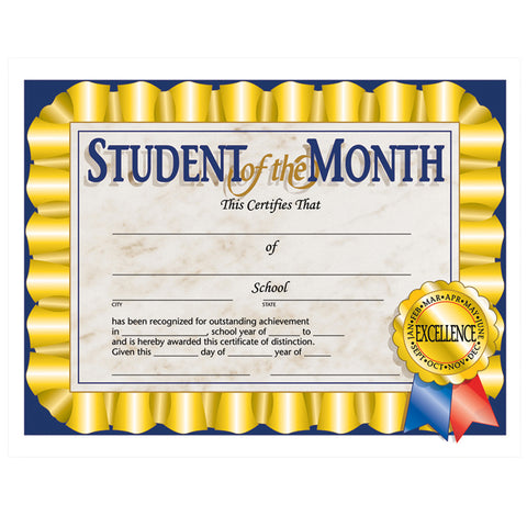 #20060 STUDENT OF THE MONTH 30/PK 8.5 X 11 CERTIFICATES