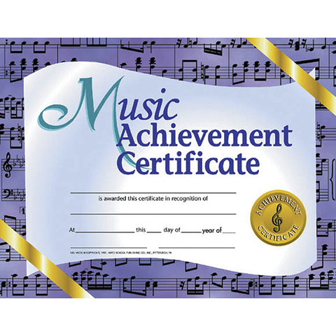 #20066 MUSIC ACHIEVEMENT 30/PK 8.5 X 11 CERTIFICATES