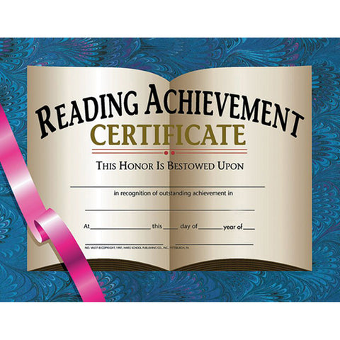 #20074 CERTIFICATES READING ACHIEVEMENT 30 PK 8.5 X 11