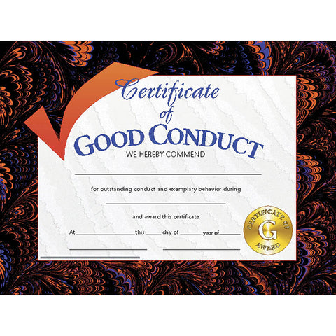 #20079 CERTIFICATES GOOD CONDUCT 30/PK 8.5 X 11