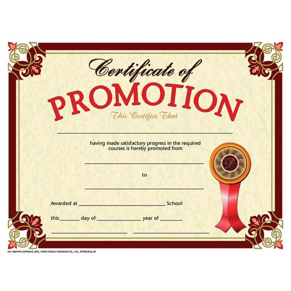 #20091 CERTIFICATE OF PROMOTION 30/PK