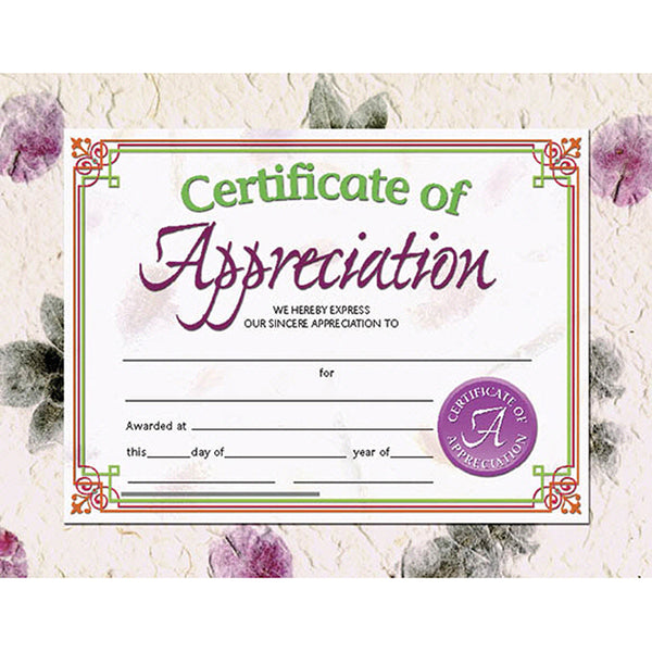 #20094 CERTIFICATES OF APPRECIATION 30 PK 8.5 X 11 INKJET LASER
