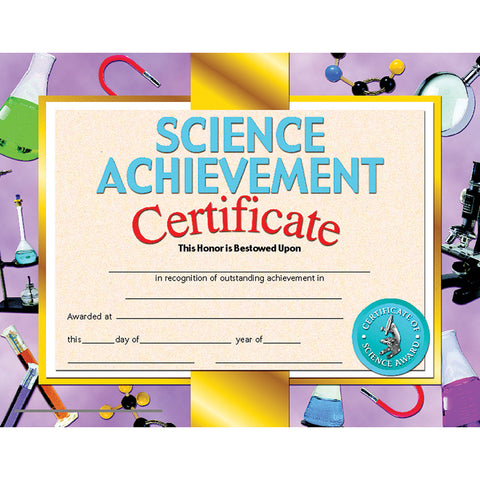 #20120 SCIENCE ACHIEVEMENT 30/PK 8.5 X 11 CERTIFICATE INKJET LASER