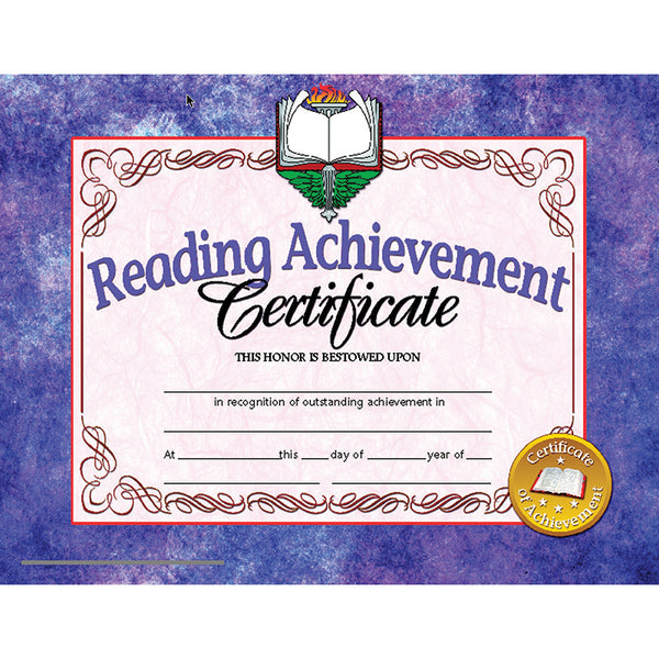 #20124 READING ACHIEVEMENT 30PK 8.5 X 11 CERTIFICATES INKJET LASER