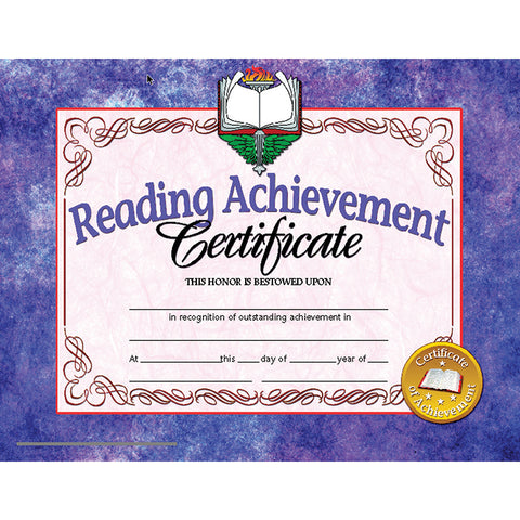 #20124 READING ACHIEVEMENT 30PK 8.5 X 11 CERTIFICATES INKJET LASER