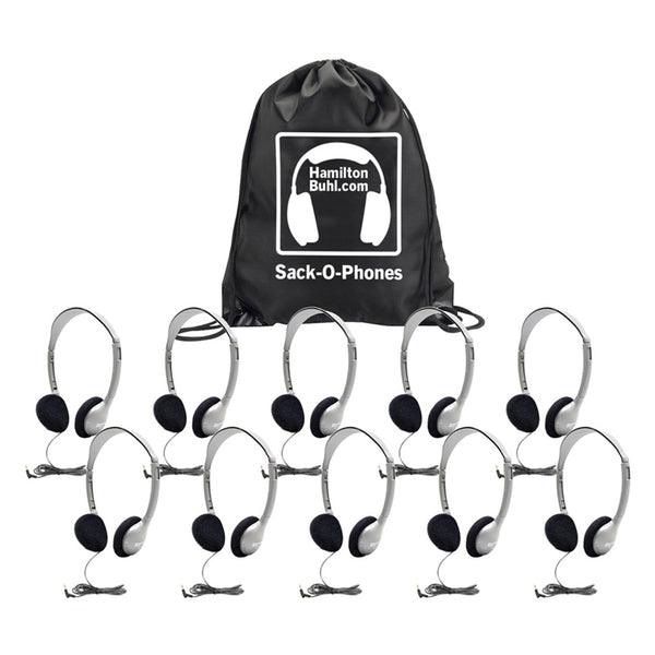 #20391 SACK O PHONES 10 HA2 PERSONAL HEAD SETS FOAM EAR CUSHIONS IN BAG