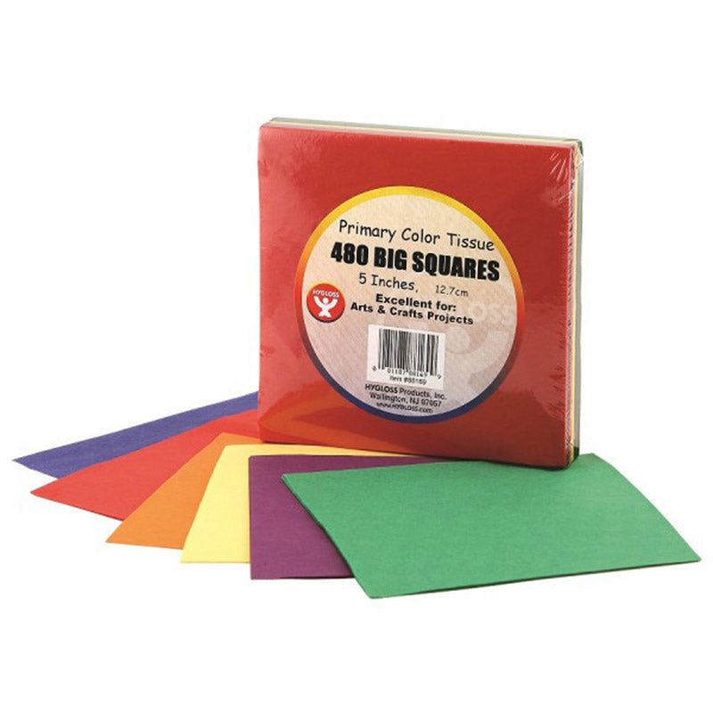 #20943 TISSUE PAPER 480CT 5IN SQUARES PRIMARY COLORS