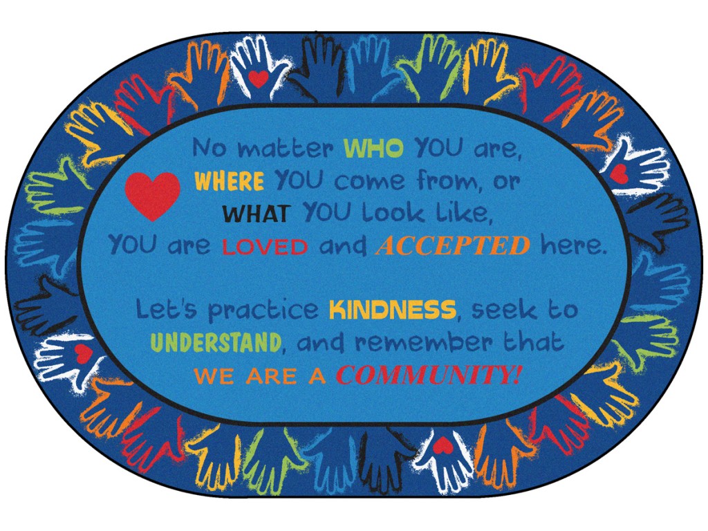 #59057 Hands Together Community Rug, 6ft X 9ft Oval