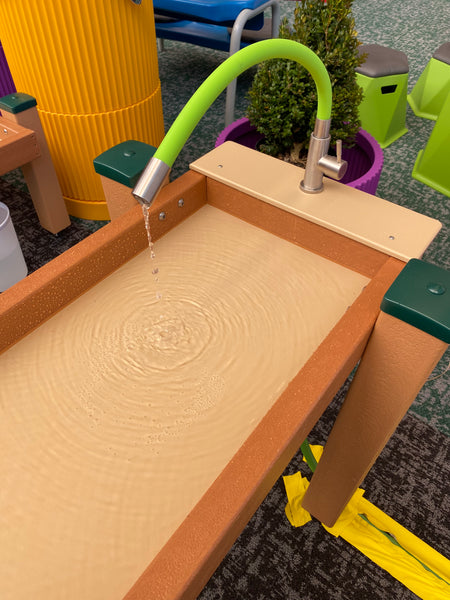 #59000 KSO-A4B2C2FFLEX Kids' Station Outdoor Water Works Sand/Water Triple Trough with Flexible Rubber Faucet