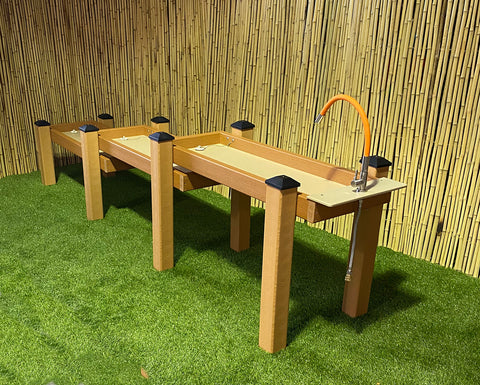 #59000 KSO-A4B2C2FFLEX Kids' Station Outdoor Water Works Sand/Water Triple Trough with Flexible Rubber Faucet