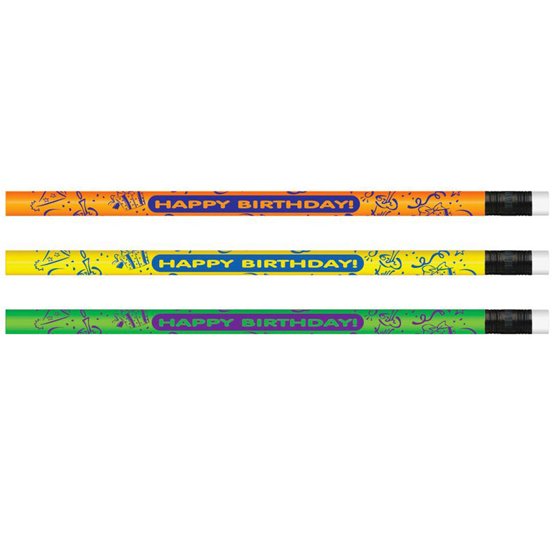 #21410 PENCILS NEON HAPPY BIRTHDAY 12/PK
