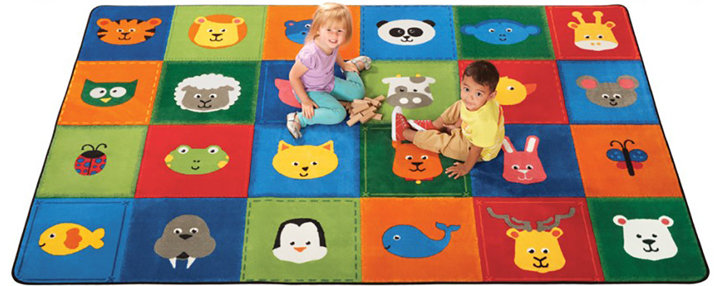 #59081 KIDSoft Animal Patchwork - Primary, 8ft x 12ft Rectangle Rug
