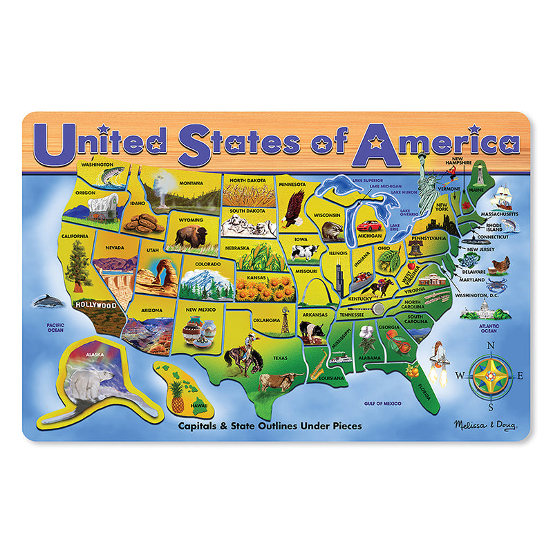 #22921 USA MAP WOODEN PUZZLE 16X12 45 PCS