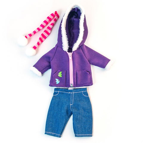 #55715 DOLL CLOTHES COLD WEATHER PURPLE FLEECE SET
