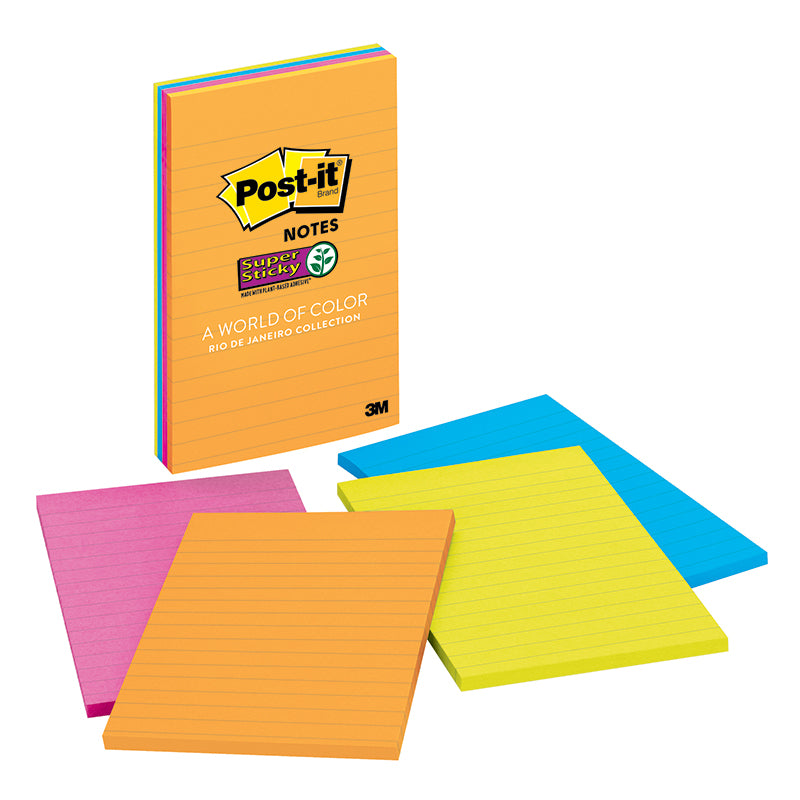 #26512 POST-IT SS NOTES 4X6 LINED 4 PADS 45 SHTS/PAD JANEIRO COLLECTION