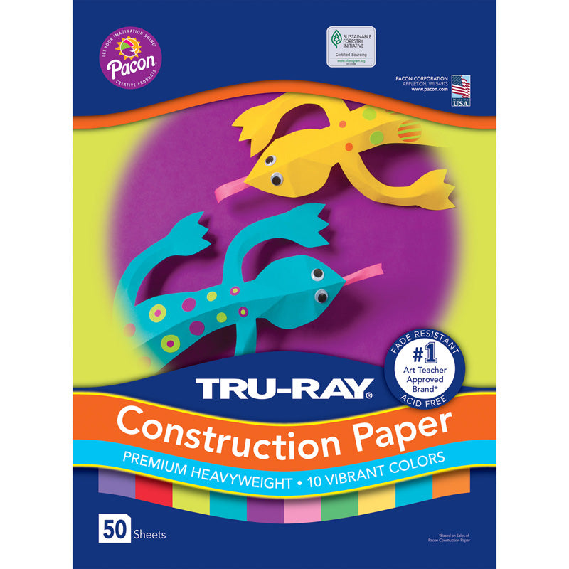 #56075 CONSTRUCTION PAPER 10 VIBRANT COLRS 50 SHEETS