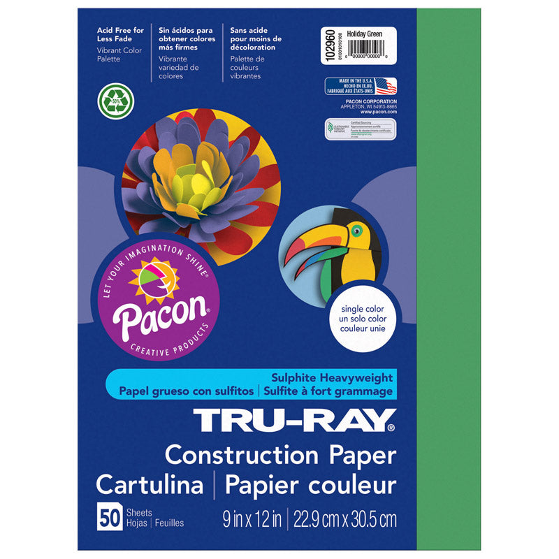 #27976 TRU RAY 9 X 12 HOLIDAY GREEN 50 SHT CONSTRUCTION PAPER