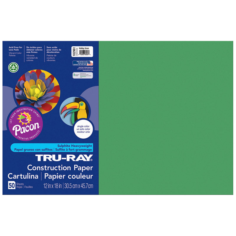 #27977 TRU RAY 12 X 18 HOLIDAY GREEN 50SHT CONSTRUCTION PAPER