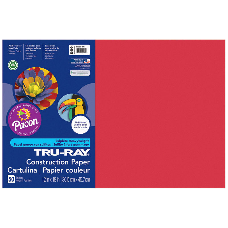 #27979 TRU RAY 12 X 18 HOLIDAY RED 50 SHT CONSTRUCTION PAPER
