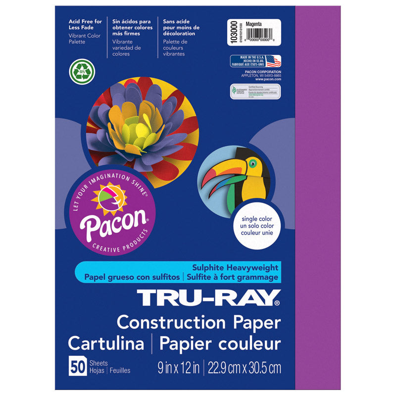 #27982 TRU RAY 9 X 12 MAGENTA 50 SHT CONSTRUCTION PAPER