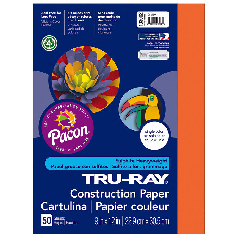 #27983 TRU RAY 9 X 12 ORANGE 50 SHT CONSTRUCTION PAPER