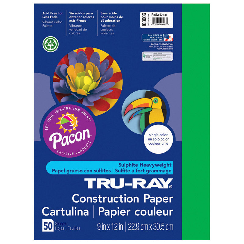 #27985 TRU RAY 9 X 12 FESTIVE GREEN 50 SHT CONSTRUCTION PAPER