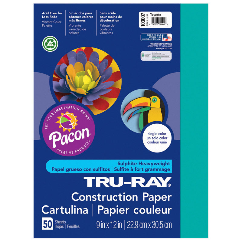 #27986 TRU RAY 9 X 12 TURQUOISE 50 SHT CONSTRUCTION PAPER
