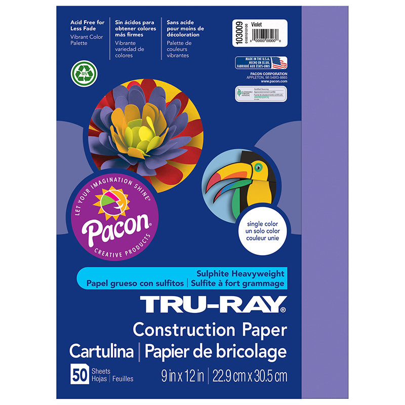 #27987 TRU RAY 9 X 12 VIOLET 50 SHT CONSTRUCTION PAPER